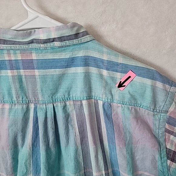 VTG WOOLRICH Mens Madras Plaid Short Sleeve Button Down Shirt Size XL Colorful - Picture 13 of 16
